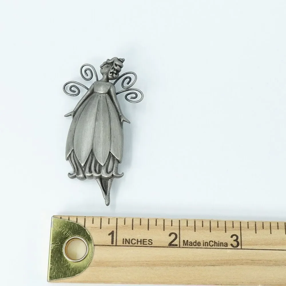 Vintage‎ Fairy Brooch HMK Hallmark Pewter Whimsical Ethereal Mystical Goblincore